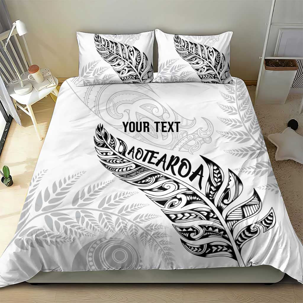 Aotearoa Personalized Lawn Bowls Maori Bedding Set New Zealand White Tribal Silver Fern - Aussie Hoodie