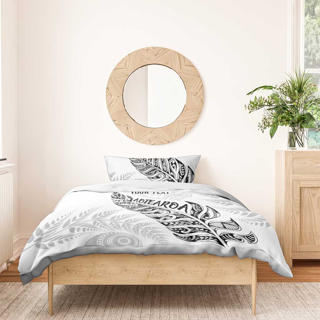 Aotearoa Personalized Lawn Bowls Maori Bedding Set New Zealand White Tribal Silver Fern - Aussie Hoodie