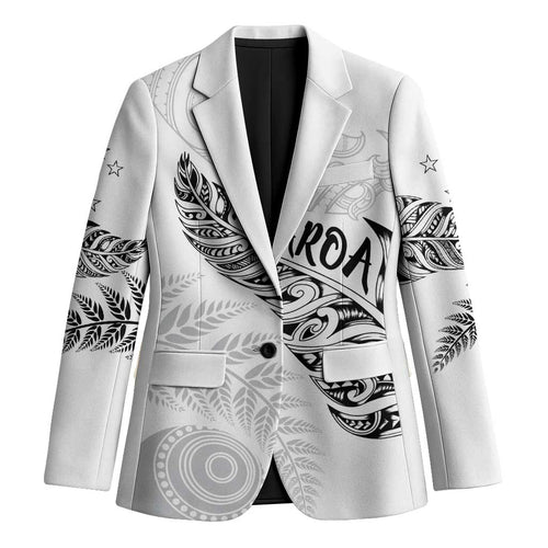 Aotearoa Personalized Lawn Bowls Maori Blazer New Zealand White Tribal Silver Fern - Aussie Hoodie