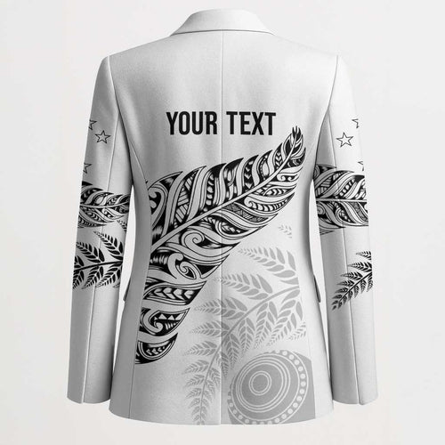 Aotearoa Personalized Lawn Bowls Maori Blazer New Zealand White Tribal Silver Fern - Aussie Hoodie