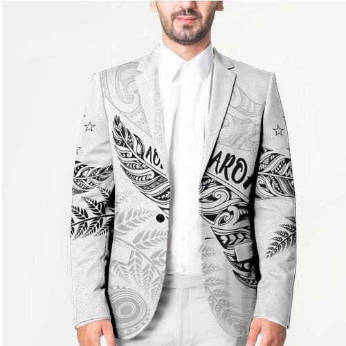 Aotearoa Personalized Lawn Bowls Maori Blazer New Zealand White Tribal Silver Fern - Aussie Hoodie