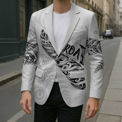 Aotearoa Personalized Lawn Bowls Maori Blazer New Zealand White Tribal Silver Fern - Aussie Hoodie