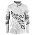 Aotearoa Personalized Lawn Bowls Maori Button Sweatshirt New Zealand White Tribal Silver Fern - Aussie Hoodie