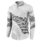 Aotearoa Personalized Lawn Bowls Maori Button Sweatshirt New Zealand White Tribal Silver Fern - Aussie Hoodie