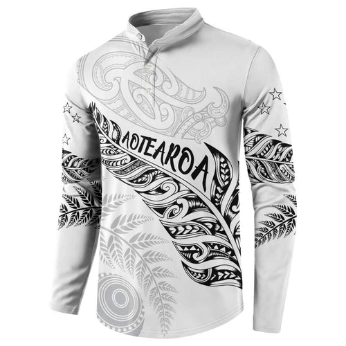 Aotearoa Personalized Lawn Bowls Maori Button Sweatshirt New Zealand White Tribal Silver Fern - Aussie Hoodie