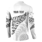Aotearoa Personalized Lawn Bowls Maori Button Sweatshirt New Zealand White Tribal Silver Fern - Aussie Hoodie