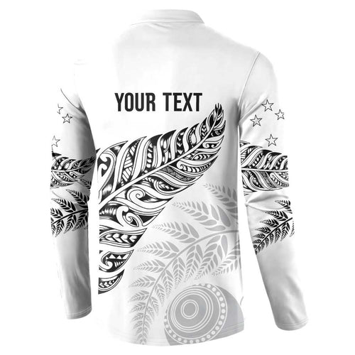 Aotearoa Personalized Lawn Bowls Maori Button Sweatshirt New Zealand White Tribal Silver Fern - Aussie Hoodie