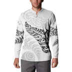 Aotearoa Personalized Lawn Bowls Maori Button Sweatshirt New Zealand White Tribal Silver Fern - Aussie Hoodie