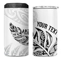 Aotearoa Personalized Lawn Bowls Maori 4 in 1 Can Cooler Tumbler New Zealand White Tribal Silver Fern - Aussie Hoodie