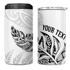 Aotearoa Personalized Lawn Bowls Maori 4 in 1 Can Cooler Tumbler New Zealand White Tribal Silver Fern - Aussie Hoodie