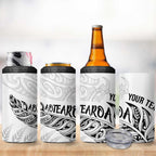 Aotearoa Personalized Lawn Bowls Maori 4 in 1 Can Cooler Tumbler New Zealand White Tribal Silver Fern - Aussie Hoodie
