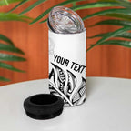 Aotearoa Personalized Lawn Bowls Maori 4 in 1 Can Cooler Tumbler New Zealand White Tribal Silver Fern - Aussie Hoodie