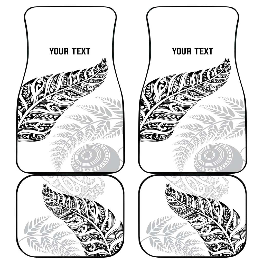 Aotearoa Personalized Lawn Bowls Maori Car Mats New Zealand White Tribal Silver Fern - Aussie Hoodie