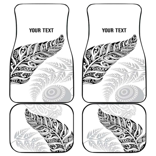Aotearoa Personalized Lawn Bowls Maori Car Mats New Zealand White Tribal Silver Fern - Aussie Hoodie