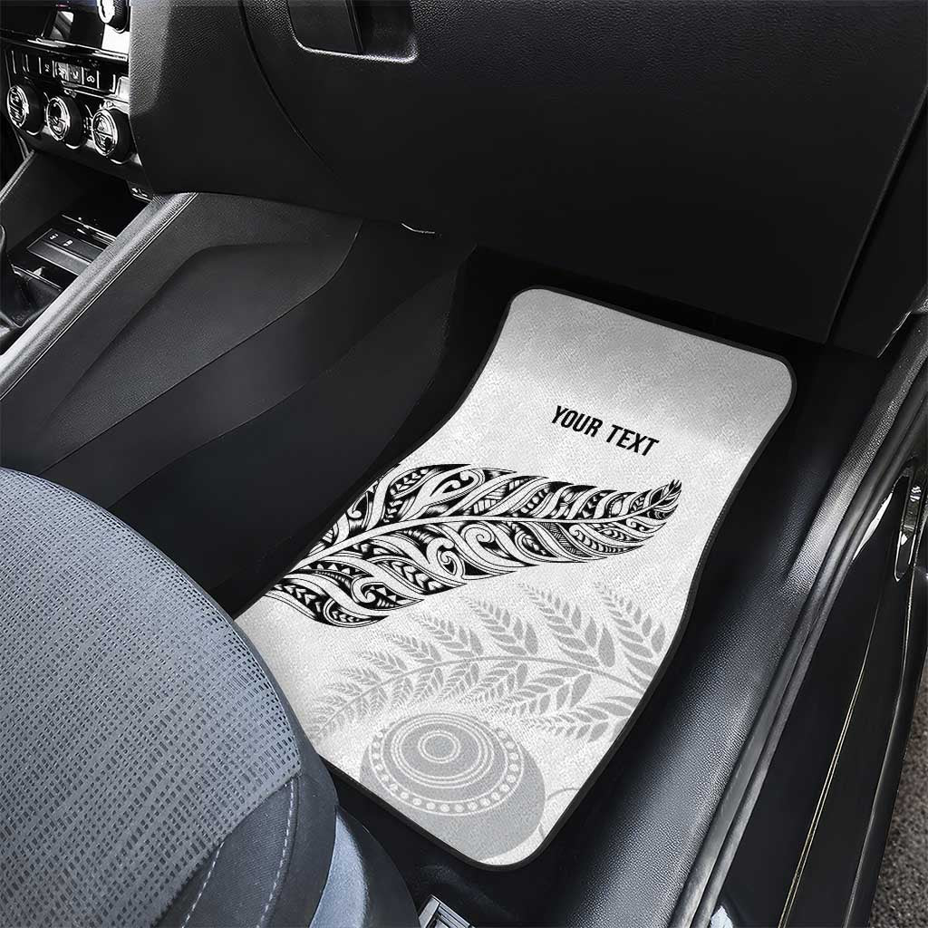 Aotearoa Personalized Lawn Bowls Maori Car Mats New Zealand White Tribal Silver Fern - Aussie Hoodie