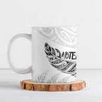 Aotearoa Personalized Lawn Bowls Maori Ceramic Mug New Zealand White Tribal Silver Fern - Aussie Hoodie