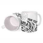 Aotearoa Personalized Lawn Bowls Maori Ceramic Mug New Zealand White Tribal Silver Fern - Aussie Hoodie