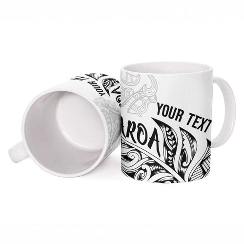 Aotearoa Personalized Lawn Bowls Maori Ceramic Mug New Zealand White Tribal Silver Fern - Aussie Hoodie