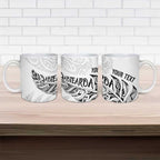 Aotearoa Personalized Lawn Bowls Maori Ceramic Mug New Zealand White Tribal Silver Fern - Aussie Hoodie