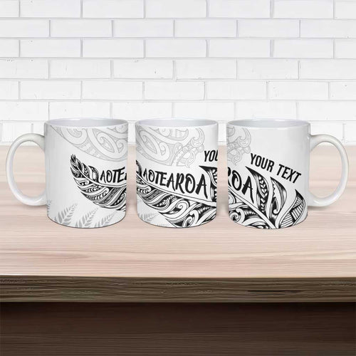 Aotearoa Personalized Lawn Bowls Maori Ceramic Mug New Zealand White Tribal Silver Fern - Aussie Hoodie