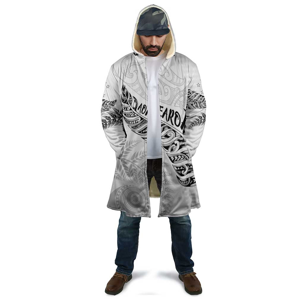 Aotearoa Personalized Lawn Bowls Maori Cloak New Zealand White Tribal Silver Fern - Aussie Hoodie