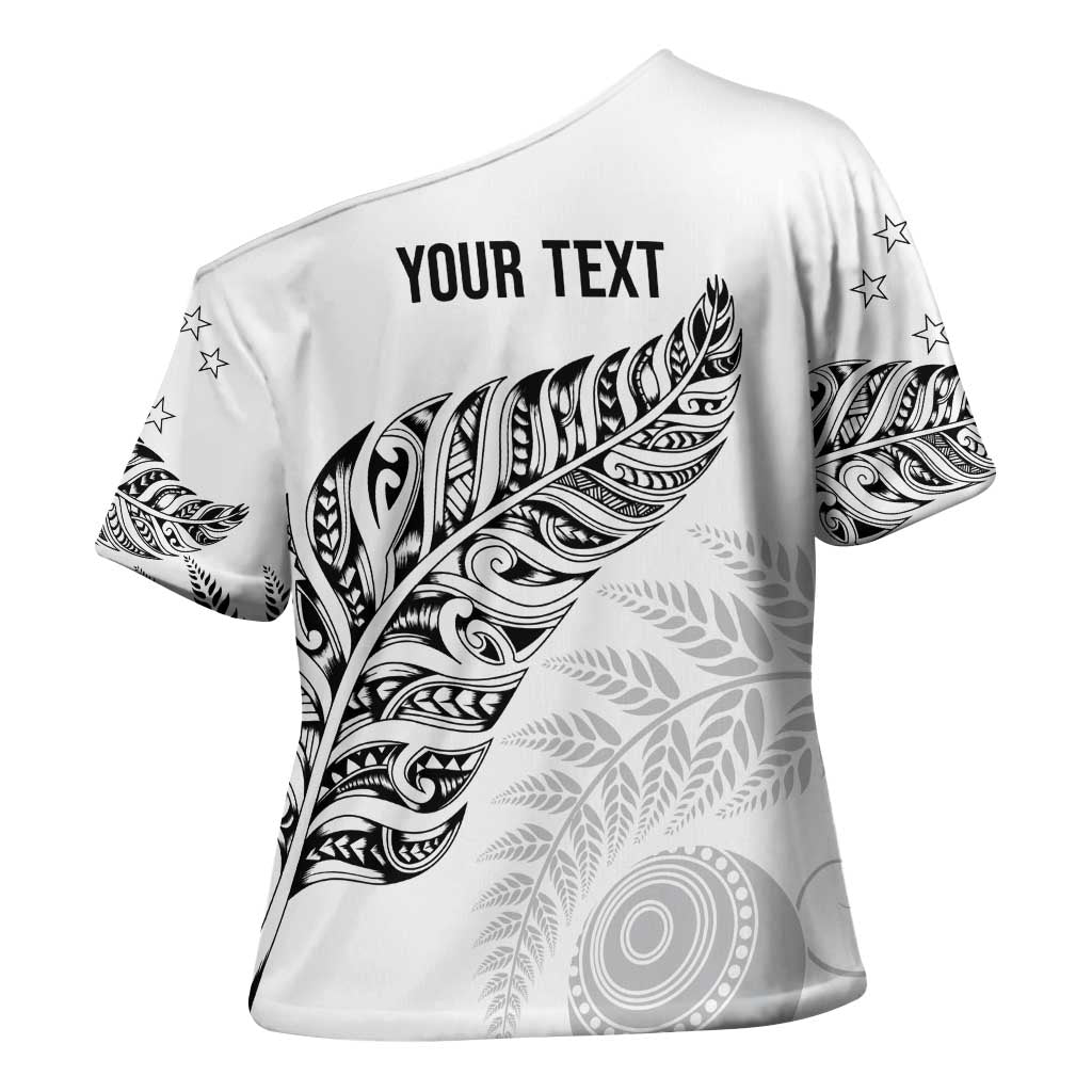 Aotearoa Personalized Lawn Bowls Maori Cross Shoulder Shirt New Zealand White Tribal Silver Fern - Aussie Hoodie