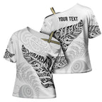 Aotearoa Personalized Lawn Bowls Maori Cross Shoulder Shirt New Zealand White Tribal Silver Fern - Aussie Hoodie