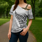 Aotearoa Personalized Lawn Bowls Maori Cross Shoulder Shirt New Zealand White Tribal Silver Fern - Aussie Hoodie