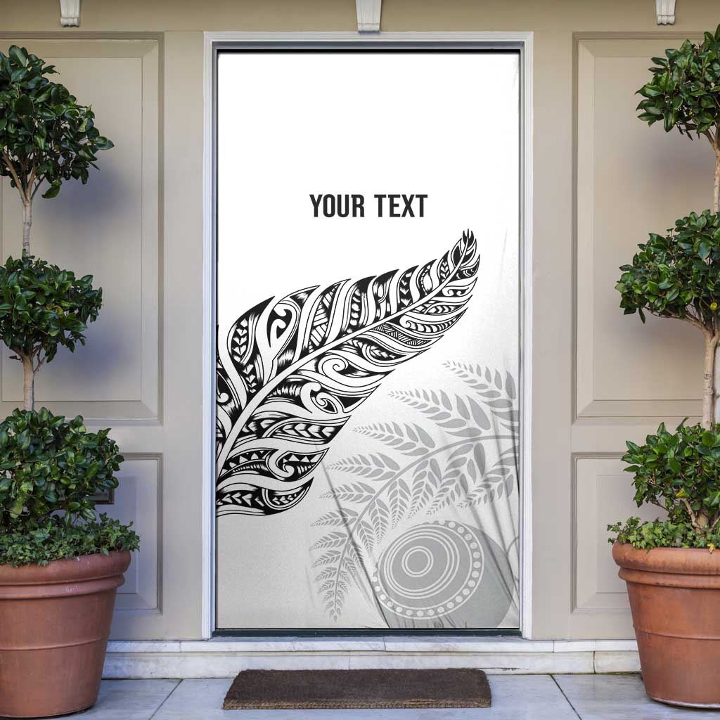 Aotearoa Personalized Lawn Bowls Maori Door Cover New Zealand White Tribal Silver Fern - Aussie Hoodie