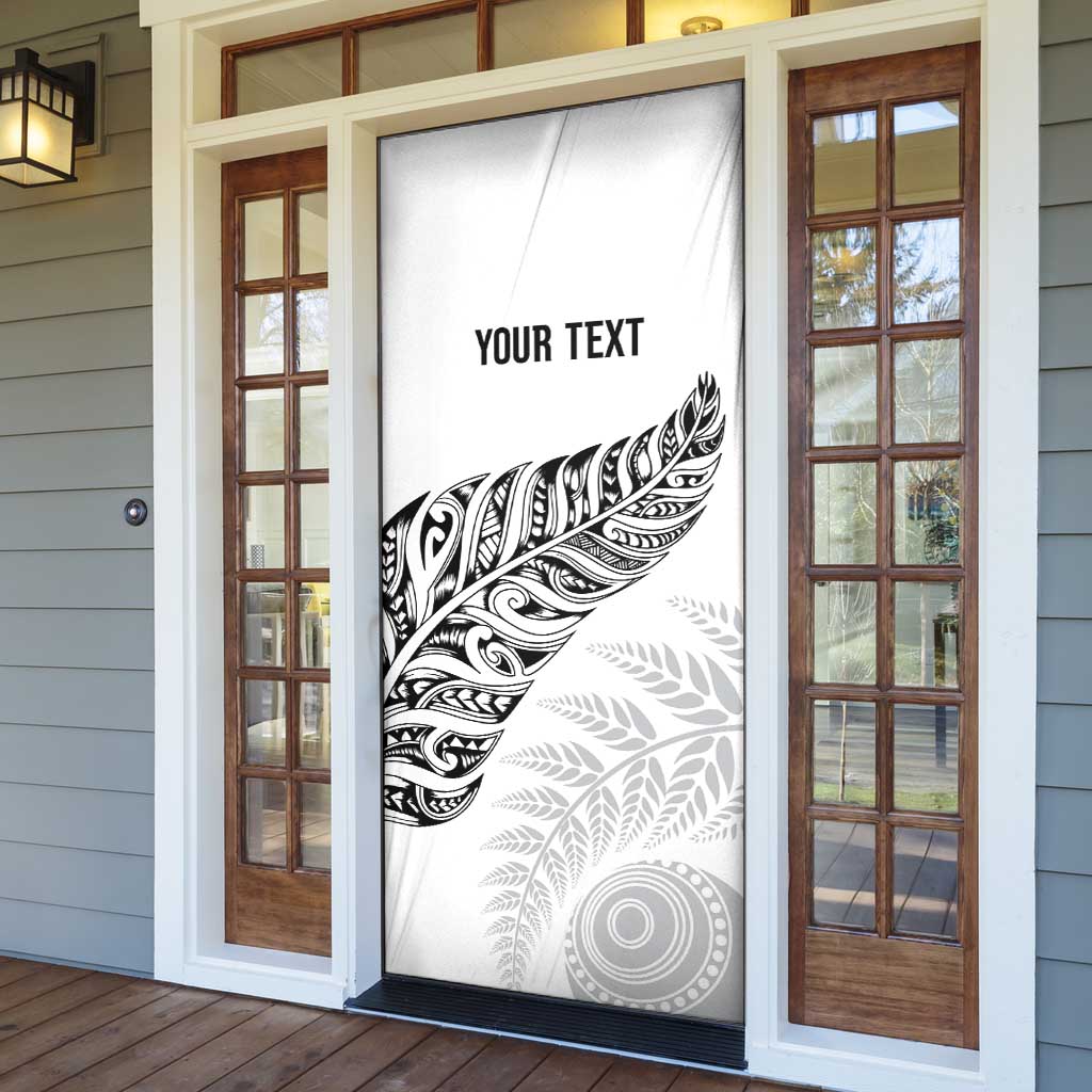 Aotearoa Personalized Lawn Bowls Maori Door Cover New Zealand White Tribal Silver Fern - Aussie Hoodie