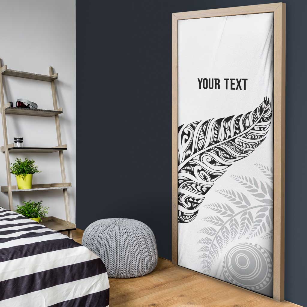 Aotearoa Personalized Lawn Bowls Maori Door Cover New Zealand White Tribal Silver Fern - Aussie Hoodie