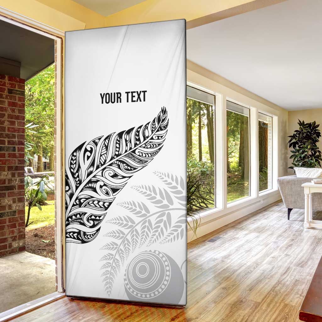 Aotearoa Personalized Lawn Bowls Maori Door Cover New Zealand White Tribal Silver Fern - Aussie Hoodie
