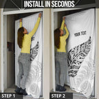 Aotearoa Personalized Lawn Bowls Maori Door Cover New Zealand White Tribal Silver Fern - Aussie Hoodie