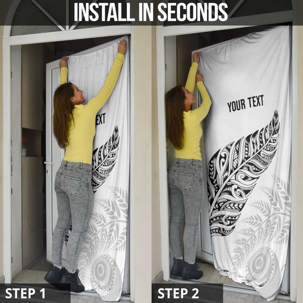 Aotearoa Personalized Lawn Bowls Maori Door Cover New Zealand White Tribal Silver Fern - Aussie Hoodie