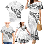 Aotearoa Personalized Lawn Bowls Maori Family Matching Mermaid Dress and Hawaiian Shirt New Zealand White Tribal Silver Fern - Aussie Hoodie