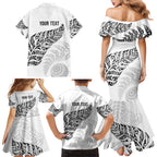 Aotearoa Personalized Lawn Bowls Maori Family Matching Mermaid Dress and Hawaiian Shirt New Zealand White Tribal Silver Fern - Aussie Hoodie