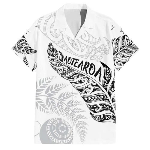 Aotearoa Personalized Lawn Bowls Maori Family Matching Mermaid Dress and Hawaiian Shirt New Zealand White Tribal Silver Fern - Aussie Hoodie