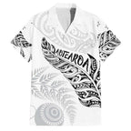 Aotearoa Personalized Lawn Bowls Maori Family Matching Off Shoulder Maxi Dress and Hawaiian Shirt New Zealand White Tribal Silver Fern - Aussie Hoodie