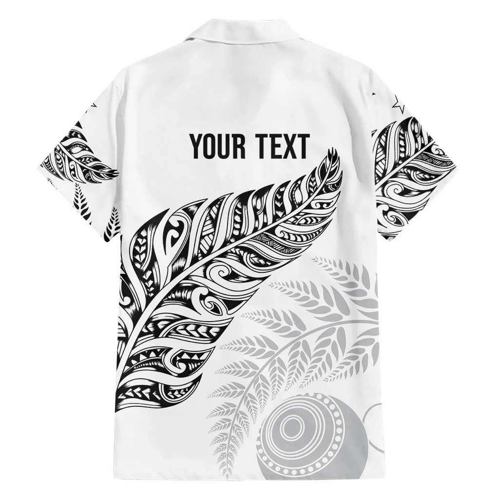 Aotearoa Personalized Lawn Bowls Maori Family Matching Off Shoulder Maxi Dress and Hawaiian Shirt New Zealand White Tribal Silver Fern - Aussie Hoodie