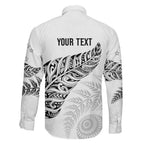 Aotearoa Personalized Lawn Bowls Maori Family Matching Off Shoulder Short Dress and Hawaiian Shirt New Zealand White Tribal Silver Fern - Aussie Hoodie