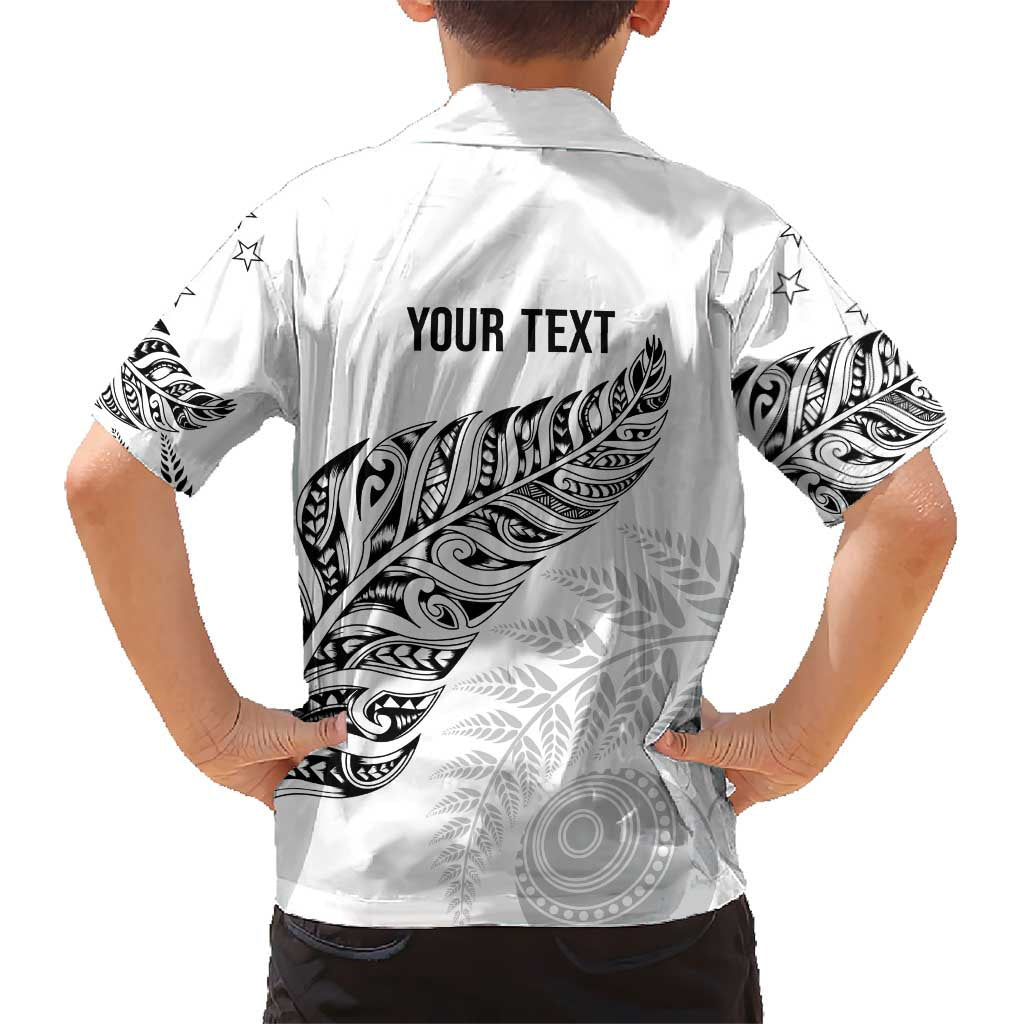 Aotearoa Personalized Lawn Bowls Maori Family Matching Puletasi and Hawaiian Shirt New Zealand White Tribal Silver Fern - Aussie Hoodie
