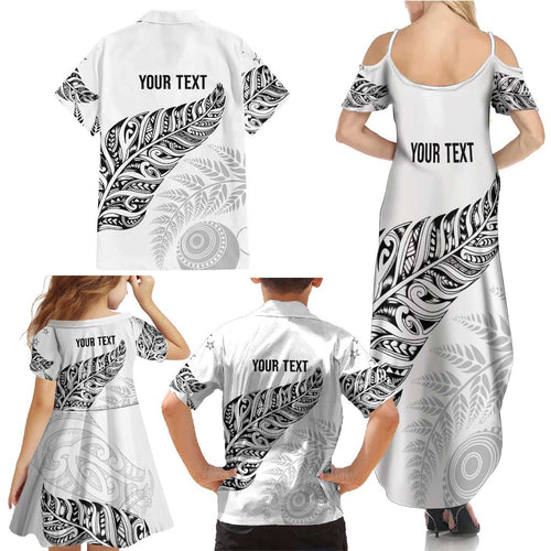 Aotearoa Personalized Lawn Bowls Maori Family Matching Summer Maxi Dress and Hawaiian Shirt New Zealand White Tribal Silver Fern - Aussie Hoodie