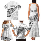 Aotearoa Personalized Lawn Bowls Maori Family Matching Tank Maxi Dress and Hawaiian Shirt New Zealand White Tribal Silver Fern - Aussie Hoodie