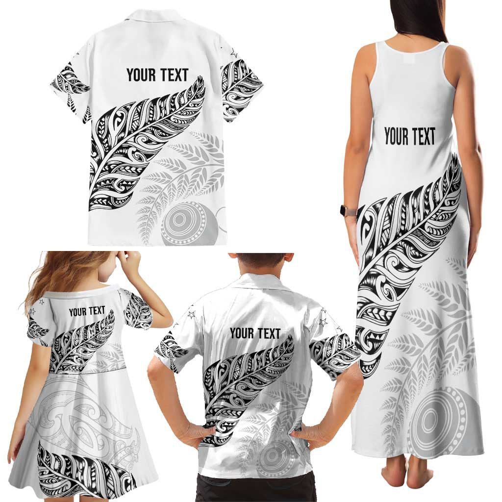 Aotearoa Personalized Lawn Bowls Maori Family Matching Tank Maxi Dress and Hawaiian Shirt New Zealand White Tribal Silver Fern - Aussie Hoodie