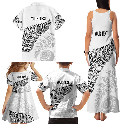 Aotearoa Personalized Lawn Bowls Maori Family Matching Tank Maxi Dress and Hawaiian Shirt New Zealand White Tribal Silver Fern - Aussie Hoodie