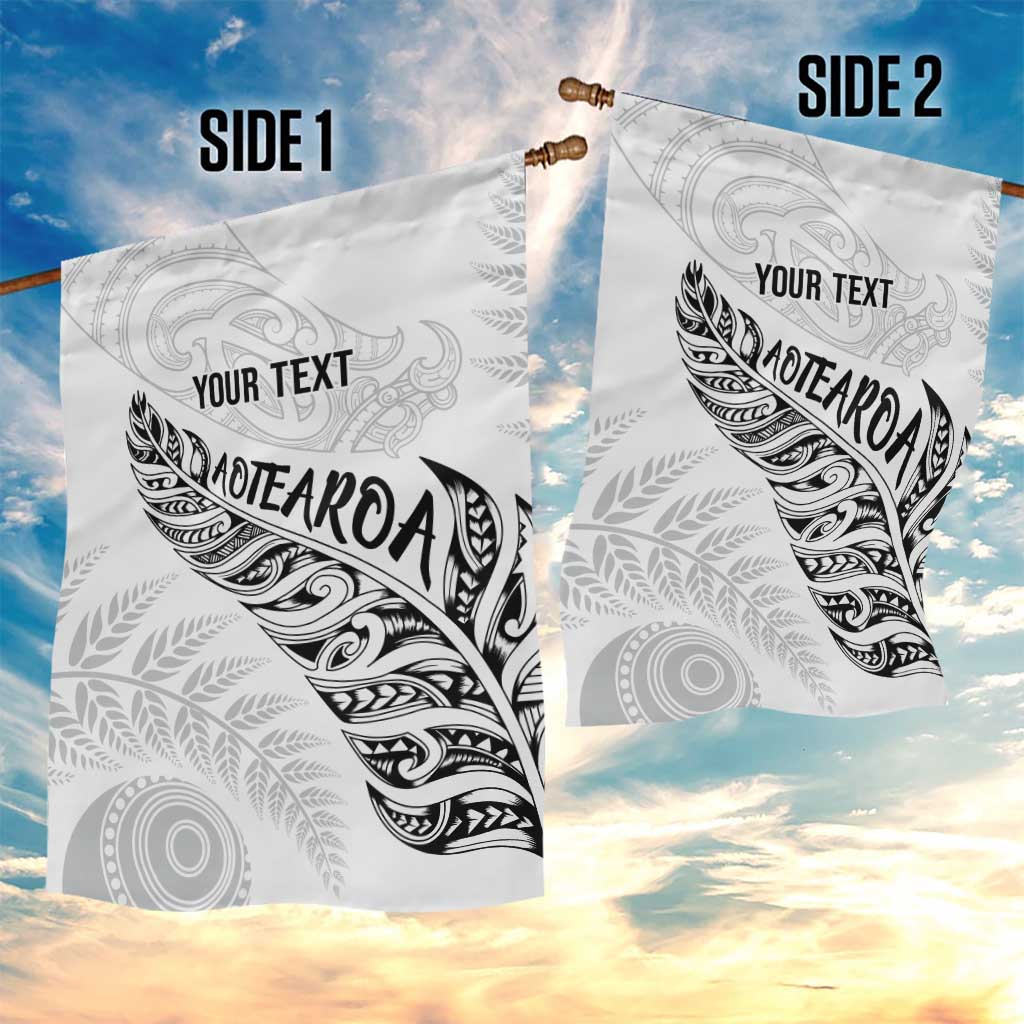 Aotearoa Personalized Lawn Bowls Maori Garden Flag New Zealand White Tribal Silver Fern - Aussie Hoodie
