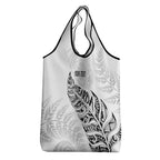 Aotearoa Personalized Lawn Bowls Maori Grocery Bag New Zealand White Tribal Silver Fern - Aussie Hoodie