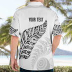 Aotearoa Personalized Lawn Bowls Maori Hawaiian Shirt New Zealand White Tribal Silver Fern - Aussie Hoodie