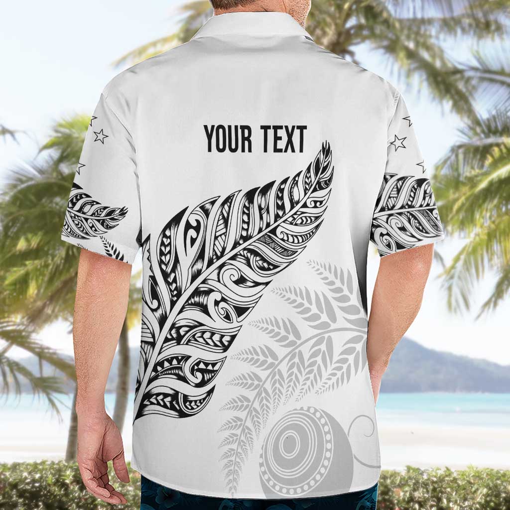 Aotearoa Personalized Lawn Bowls Maori Hawaiian Shirt New Zealand White Tribal Silver Fern - Aussie Hoodie