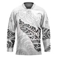 Aotearoa Personalized Lawn Bowls Maori Hockey Jersey New Zealand White Tribal Silver Fern - Aussie Hoodie